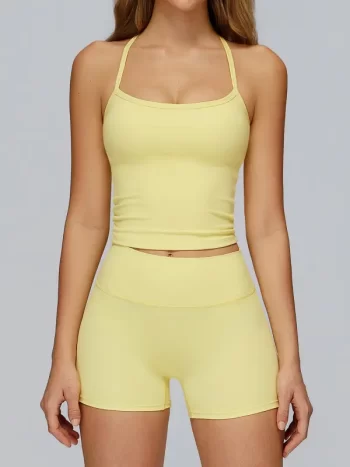 Sku01 颜色 背心+短裤 鹅黄色